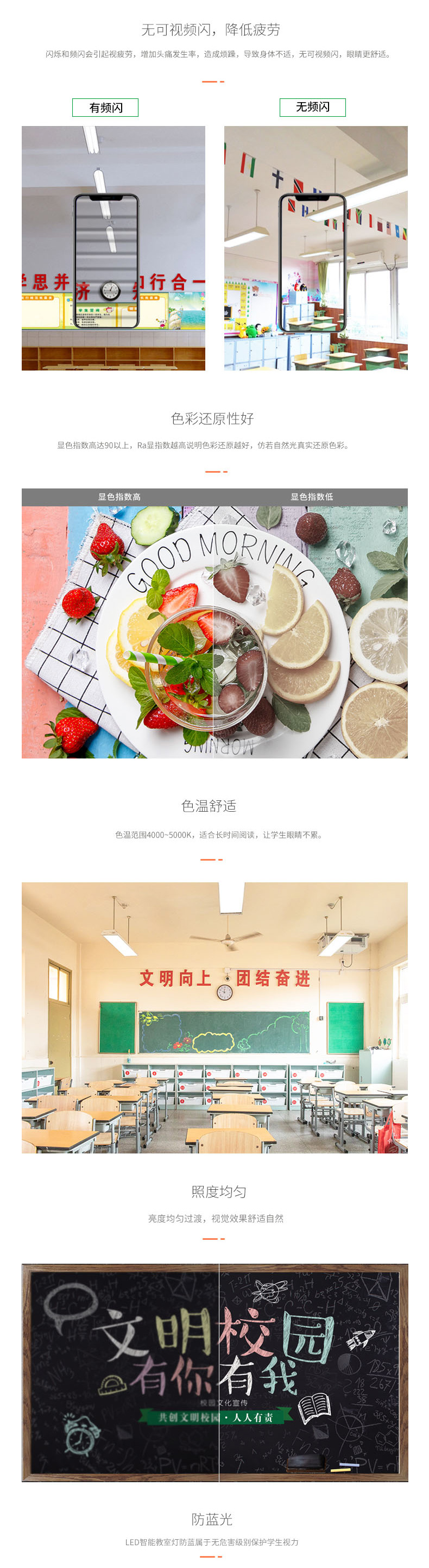 LED護眼教室燈（36W直發光圓角款）